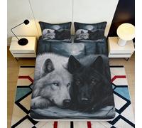 Microfiber Doux Wolf Moon Fitted Sheet Impression 3D Forest Night Bed Cover pour Chambre Cadeau Anniversaire Maison 90x200x25cm