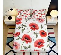 Microfiber raffiné, Touche délicate, protège Matelas, 3D Printed avec Motif Coquelicot, Cadeau Maison, Facile à Retirer, Guest Room Bedding, décoration 200x200x25cm