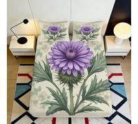 Microfibre dou Couvre-Matelas à Motif Fleur Violette, Protection lit, Entretien Facile, Cadeau 3D Printed, Chambre, Mariage, Anniversaire, Gift Bedding Set, 160x200x25cm