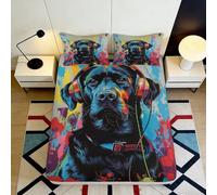 Microfibre dou Housse de lit Chien coloré, Impression 3D, antidérapant, Entretien Facile, Cadeau Anniversaire, Chambre étudiante, Drap de lit 90x200x25cm