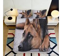 Microfibre dou Housse de Matelas Berger Allemand, Protection lit, 3D Printed Facile à Entretenir, Cadeau Pendaison de crémaillère, Anti-poussière, Set literie, Accent Chambre élégant 160x200x25cm