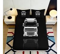 Microfibre dou Housse de Matelas, Cadeau 3D Printed Impression Camion, Facile à Entretenir, Gift Bedding Set, Protection lit, décor Moderne Noir 200x200x25cm