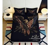 Microfibre dou, lit Eagle Bed Cover imprimé 3D, Motif Drapeau, antidérapant, Entretien Facile, Cadeau Pendaison de crémaillère, Anniversaire, Protection Matelas, Noir 120x200x25cm