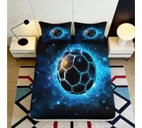 Microfibre Douce Bleu électrique Football Drap Housse 3D imprimé Nebuleuse Protège-Matelas pour Cadeaux Maison Mariage Anniversaire 90x200x25cm