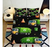 Microfibre Douce Camion Poubelle Drap Housse 3D imprimé Cône de signalisation Protège-Matelas pour Cadeau Chambre Salon 90x200x25cm
