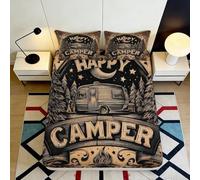 Microfibre Douce Camper Forêt Nuit Drap-Housse 3D imprimé Protection Matelas Décoration Chambre Cadeau Maison 90x200x25cm
