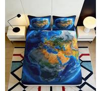 Microfibre Douce Carte du Monde Fitted Sheet 3D Printed Atlas Bed Cover pour Cadeau Maison Chambre décor Protection Matelas Facile 90x200x25cm