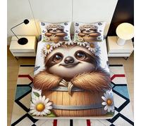 Microfibre Douce Daisy Barrel Sloth Fitted Sheet 3D Printed Bed Cover pour Cadeau Maison Mariage Anniversaire Décoration 90x200x25cm