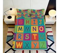 Microfibre Douce Drap Housse Alphabet Coloré Impression 3D Anti-Poussière Décoratif Couverture de Matelas Cadeau Maison 90x200x25cm