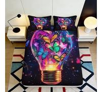 Microfibre Douce Drap-Housse Papillon coloré Ampoule 3D Printed Décoration Chambre Cadeau Lit étudiant 90x200x25cm