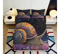Microfibre Douce Escargot Coloré Drap Housse 3D Imprimé Housse de Matelas Nebuleuse Cosy pour Cadeau Maison Mariage Anniversaire 90x200x25cm
