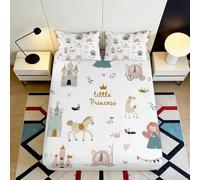 Microfibre Douce, Feuille de lit Princesse carrosse, Anti-dérapant, Entretien Facile, Impression 3D, Cadeau Pendaison de crémaillère, Chambre d’Enfant, caractères 160x200x25cm