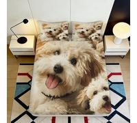 Microfibre Douce Fluffy Puppy Drap-Housse Impression 3D Motif Chien Protection Matelas Lavable Décor Chambre Cadeau Polyvalent 90x200x25cm