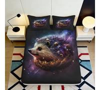 Microfibre Douce Hérisson Galaxie Drap-Housse 3D Printed Cosmos Espace Housse de Matelas pour Cadeau Chambre Maison Décoration 90x200x25cm