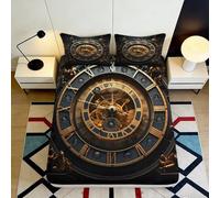 Microfibre Douce Horloge astronomique Drap-Housse Impression 3D Steampunk Engrenage Protège-Matelas pour Cadeau Maison Chambre 90x200x25cm