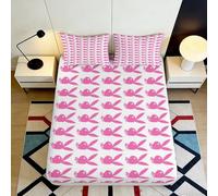 Microfibre Douce Housse de Matelas Cygne Rose, Impression 3D, antidérapant, Facile à Laver, Set Cadeau Chambre d’Amis 120x200x25cm