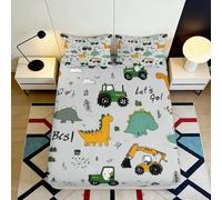 Microfibre Douce Housse de Matelas Dinosaure, Camion, Impression 3D, Entretien Facile, idée Cadeau pour Pendaison de crémaillère, Anniversaire, Protection lit Enfant 160x200x25cm
