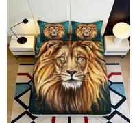 Microfibre Douce Lion Majestueux Drap-Housse Impression 3D Housse de Matelas Roi Sauvage Cadeau Décoration 90x200x25cm