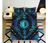 Microfibre Douce Mystic Moon Drap Housse Impression 3D Sun Tarot Protection Matelas Décor Chambre Cadeau Maison 90x200x25cm