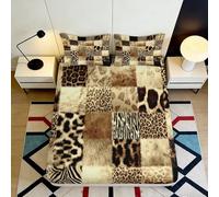 Microfibre Douce Patchwork Animalier 3D imprimé Drap-Housse décor léopard zèbre Lavable Chambre Appartement 90x200x25cm
