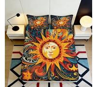 Microfibre Douce, Protection Matelas Soleil Abstrait, Housse de lit, Lavable, Anti-poussière, Cadeau Pendaison de crémaillère, 3D Printed, Chambre Moderne 140x200x25cm