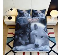 Microfibre Douce Wolf Night Drap-Housse Impression 3D Forest Moon Protège-Matelas pour Cadeau Chambre Maison décoration 90x200x25cm