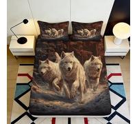 Microfibre Douce Wolf Pack Drap-Housse Impression 3D Animalier Housse de Matelas pour Cadeaux Pendaison de crémaillère Mariage 90x200x25cm