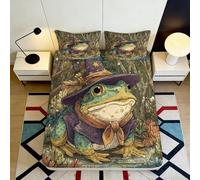 Microfibre Douceur Feuille de Lit Grenouille Sorcier 3D Printed Forêt Toad Bed Cover Lavable Décor Chambre Cadeau 90x200x25cm