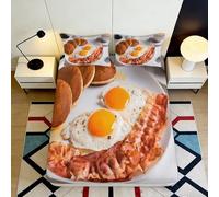 Microfibre Douceur Petit Déjeuner Pancake Œufs Drap Housse 3D Printed Décor Protector Matelas Cadeau Maison Chambre 90x200x25cm