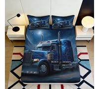 Microfibre Doux Camion Nuit Route Drap Housse Impression 3D Truck Highway Bed Cover pour Chambre Protection Matelas Décor 90x200x25cm