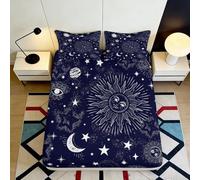 Microfibre Doux Ciel étoilé Sun Moon Fitted Sheet Impression 3D Cosmic Celestial Mattress Cover pour Cadeau Chambre Maison 90x200x25cm