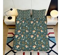 Microfibre Doux Forest Mushroom Housse de Matelas Imprimé 3D Moon Night Bed Sheet pour Cadeau Maison Mariage Anniversaire 90x200x25cm