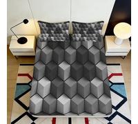 Microfibre Doux Geometric Cube Drap Housse 3D Printed Bloc Graphique Bed Cover pour Chambre Décoration Protection 90x200x25cm