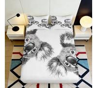Microfibre Doux Koala Visage Fitted Sheet 3D Printed Animal Bed Cover pour Chambre Cadeau Maison décoration Lavable Facilement 90x200x25cm