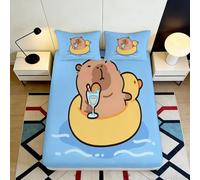 Microfibre Doux Marron Ours Piscine Fitted Sheet 3D Printed Bleu Canard Bed Cover pour Cadeau Maison Mariage Anniversaire Décoration 90x200x25cm