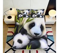 Microfibre Doux Motif Panda Housse de Matelas 3D imprimée Bambou pour Cadeaux Pendaison Mariage Anniversaire 90x200x25cm