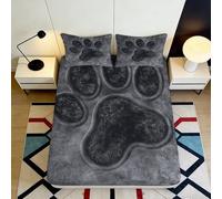 Microfibre Doux Paw Print Noir Drap-Housse 3D imprimé Housse de Matelas décorative Cadeau Maison fête Anniversaire 90x200x25cm