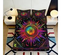 Microfibre Doux Psychedelic Sun Drap-Housse Impression 3D Colorful Moon Protège-Matelas idée Cadeau 90x200x25cm