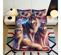 Microfibre Doux Respirant Wolf Night Fitted Sheet 3D Printed Forest Moon Mattress Cover pour Chambre Cadeau fête Maison 90x200x25cm