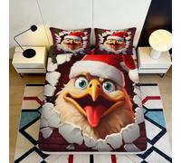 Microfibre Doux Souple Christmas Eagle Fitted Sheet 3D Printed Santa Rouge Bed Cover pour Cadeaux Maison Mariage Anniversaire 90x200x25cm