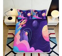 Microfibre Doux Space Rocket Fitted Sheet Impression 3D Couverture de Matelas Cosmos Planète Cadeau Maison Mariage Anniversaire 90x200x25cm