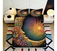 Microfibre Doux Sun Moon Floral Fitted Sheet Impression 3D Star Bed Cover pour Cadeau Maison Mariage Chambre 90x200x25cm