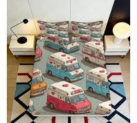 Microfibre Drap Housse Camion Glace Vintage Impression 3D Housse de Matelas Décorative Facile à Entretenir pour Cadeau Maison 90x200x25cm