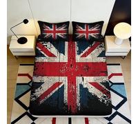 Microfibre Drap Housse Drapeau Britannique Impression 3D Protection Matelas Union Jack Décor Chambre Lavable Antipoussière 90x200x25cm