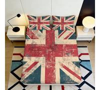 Microfibre Drap Housse Union Jack, Bed Cover, Protection Matelas, 3D imprimé, Easy to Remove, Durable, Cadeau Pendaison de crémaillère, Gift Bedding Set 90x200x25cm