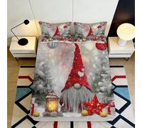 Microfibre Housse de Matelas Nain Noël, Cadeau Mariage, Anniversaire, 3D imprimé, Facile à enlever, décor Chambre, Protection lit, Gift Bedding Set, 180x200x25cm