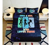 Microfibre Souple, protège-Matelas Motif Danseuse, 3D Printed, antidérapant, Entretien Facile, pour Chambre ou Cadeau, Design Bleu Noir, lit Adulte 200x200x25cm