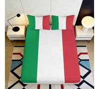 Microfibre Toucher dou, Drap-Housse Drapeau Italien, 3D Printed, antidérapant, protège-Matelas, Entretien Facile, Set Cadeau Appartement, Accent déco Chambre, 140x200x25cm