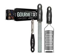 Microplane Coffret Cadeau Gourmet 3 pièces Râpe Zesteur Premium Classic, Râpe Très Gros Grains&Éplucheur Professionnel, Lames Inox Ultra-Tranchantes, Ustensiles de Cuisine Haut de Gamme Ergonomiques