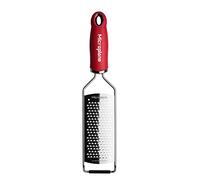 Microplane Râpe de cuisine Gros Grains pour le fromage, carotte, gingembre, noix de coco, noix et raifort en Rouge et en acier inoxydable